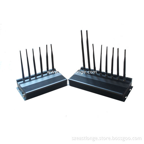 Cell Phone Signal High Power Jammer 30m Adjustable Radius With 8 Band